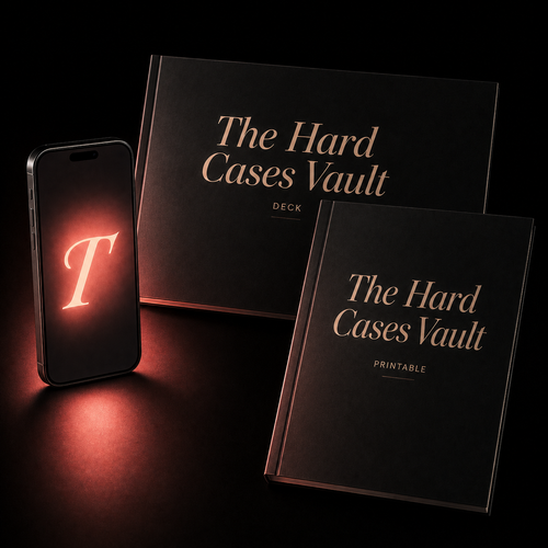 The Hard Cases Vault Complete — App plus Deck and Printable editions on dark background